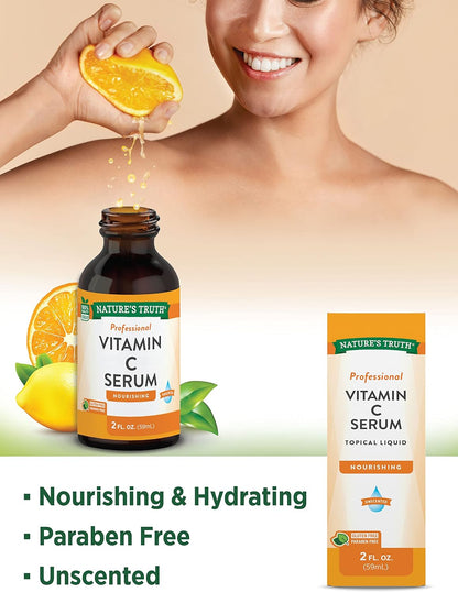 Nature's Truth Vitamin C Serum, 60 ml – Nourishing Facial Oil for Face & Skin, Unscented