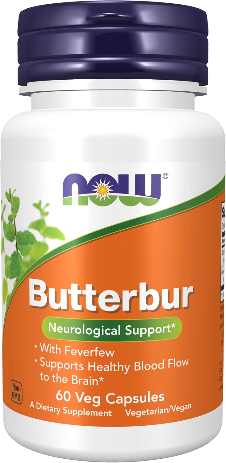 NOW Foods Butterbur & Feverfew - 60 Vegetable Capsules (Pack of 2) - görsel 1