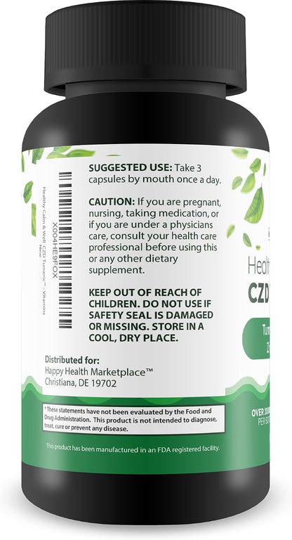Healthy Calm & Well CDZ Capsules - Immune Support with Vitamin C, D, Zinc, Turmeric and Magnesium
