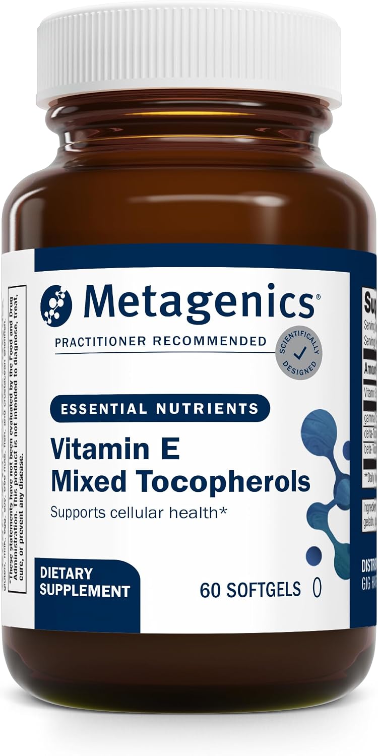 Metagenics Vitamin E Mixed Tocopherols - High Potency Antioxidant Supplement with Alpha & Gamma Tocopherols - Supports Heart, Immune & Cellular Health - Non-GMO, Gluten-Free - 60 Softgels - görsel 1