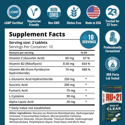RU-21 Food Supplement for After-Drinking Support (120 Tablets)