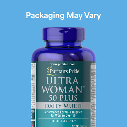 Puritan's Pride Ultra Woman 50 Plus High Potency Time Release Daily Multivitamin with Zinc, 120 Tablets (2 Months Supply)