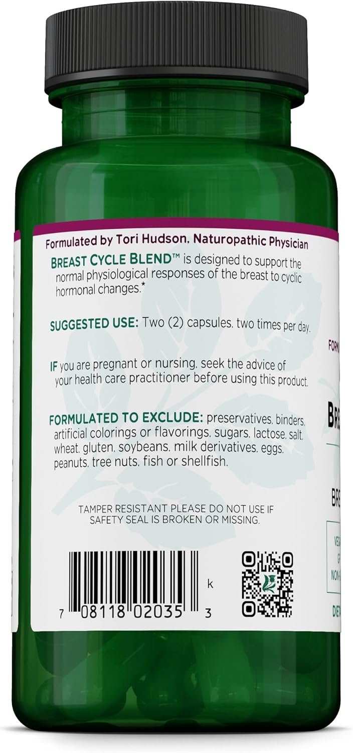 Vitanica Breast Cycle Blend - Breast Support Supplement with Chaste Tree Berry & Vitamin E - Cycle Support for Women - Vegan - 60 Capsules - görsel 3