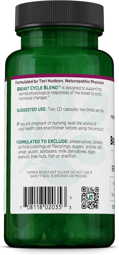 Vitanica Breast Cycle Blend - Breast Support Supplement with Chaste Tree Berry & Vitamin E - Cycle Support for Women - Vegan - 60 Capsules