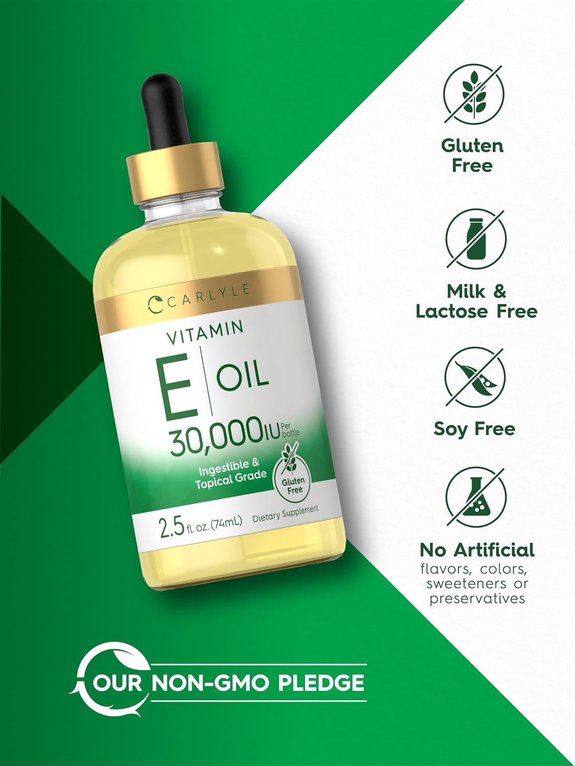 Carlyle Vitamin E Oil | 30,000 IU | 75 ml | Oral & Topical | Moisturising for Skin | Vegetarian, Non-GMO, Gluten-free Supplement - görsel 5