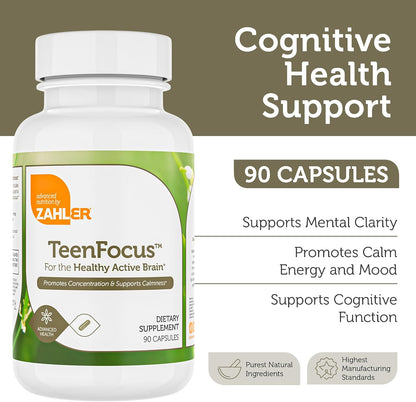 Zahler TeenFocus, Advanced Formula for Better Focus & Concentration, Certified Kosher, 90 Capsules