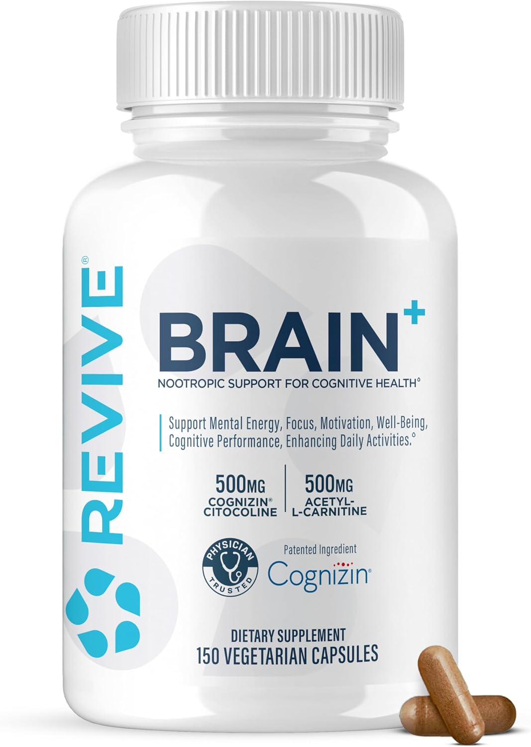 Revive MD Brain Plus – Stimulant-Free Nootropic Supplement for Memory and Focus (150 Vegetarian Capsules) - görsel 1