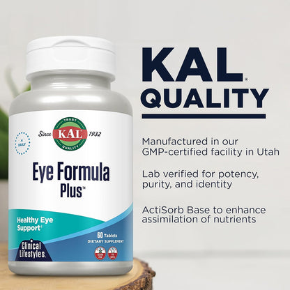 KAL Eye Formula Plus - Eye Health Supplement with Lutein, Zeaxanthin and Bilberry