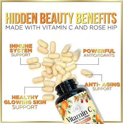 Hello Lovely! Vitamin C 1000mg Chewable Tablets with Rose Hips & Bioflavonoids - 120 Tablets