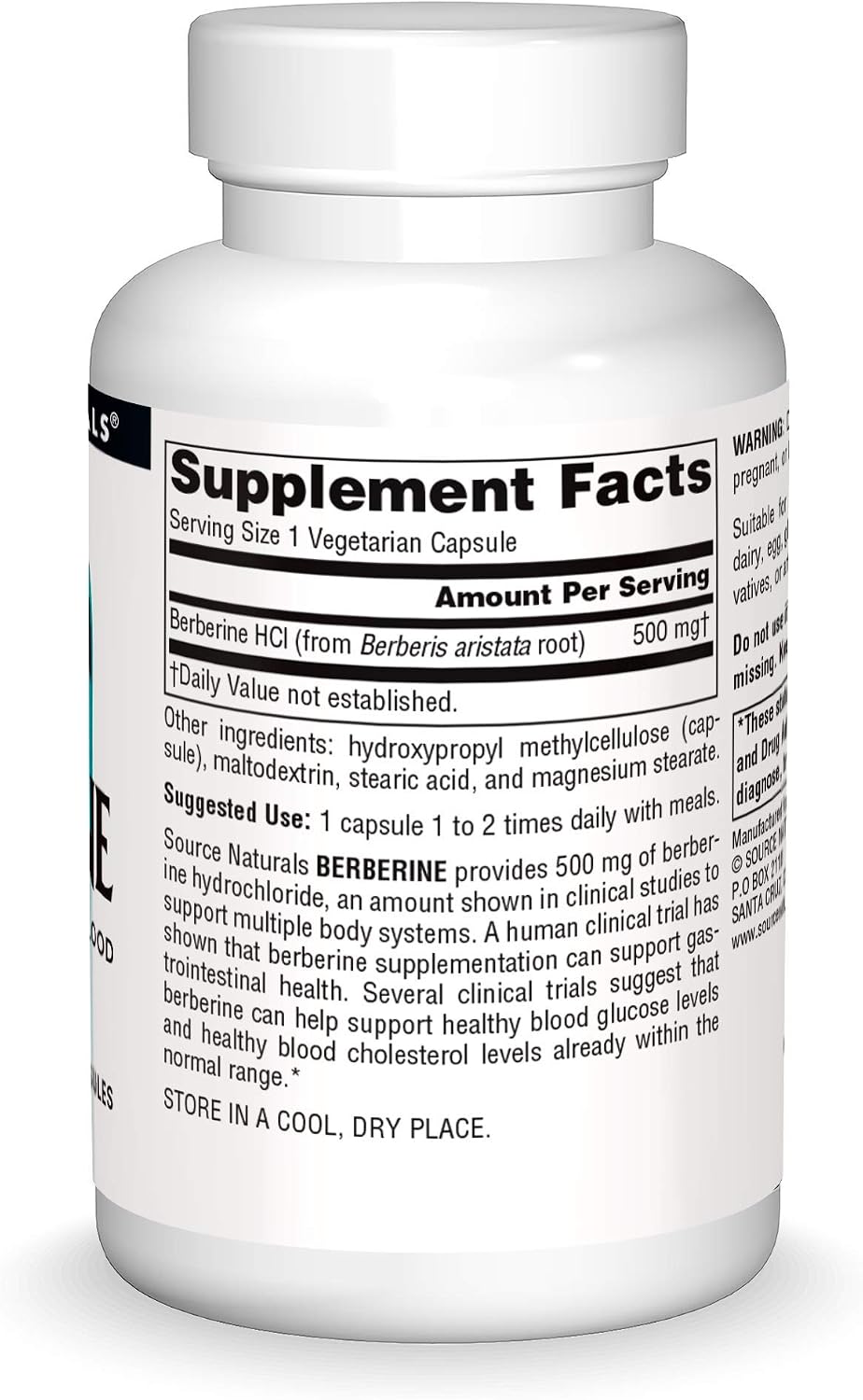Source Naturals Berberine Vegetable Capsule, for Gastrointestinal Support* - 30 Vegetarian Capsules - görsel 3