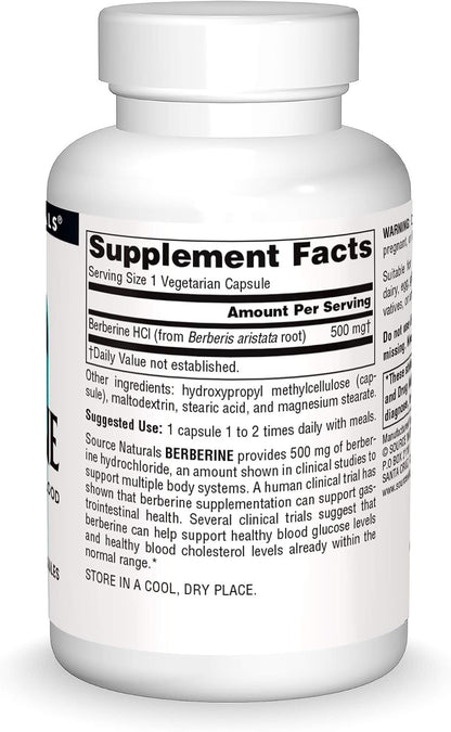 Source Naturals Berberine Vegetable Capsule, for Gastrointestinal Support* - 30 Vegetarian Capsules