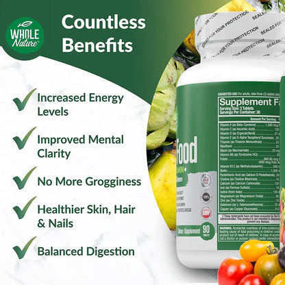 Whole Food Multivitamin for Men and Women - Complete Daily Superfood Vitamins Plus Minerals, Digestive Enzymes, Probiotics and Omegas (3-Pack)