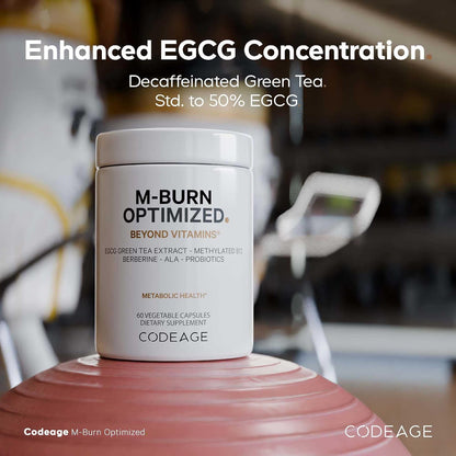 Codeage M-Burn Optimised Supplement - Decaffeinated Green Tea (50% EGCG), Berberine, Akkermansia Probiotic, Vitamin B12 - 60 Capsules