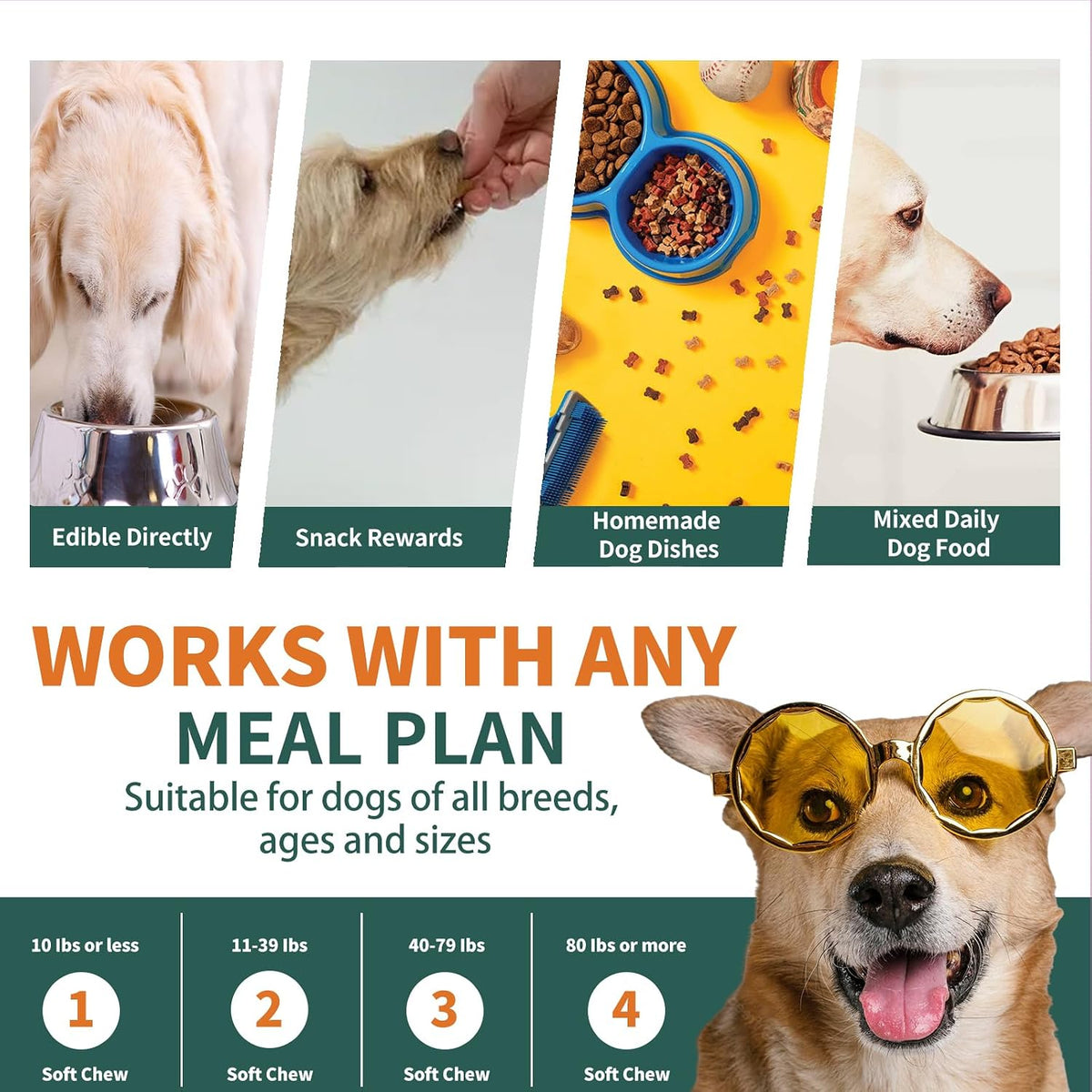 HEYISME Dog Multivitamin with Glucosamine, Probiotics & Omega-3 (120 Chews, Chicken) - görsel 5