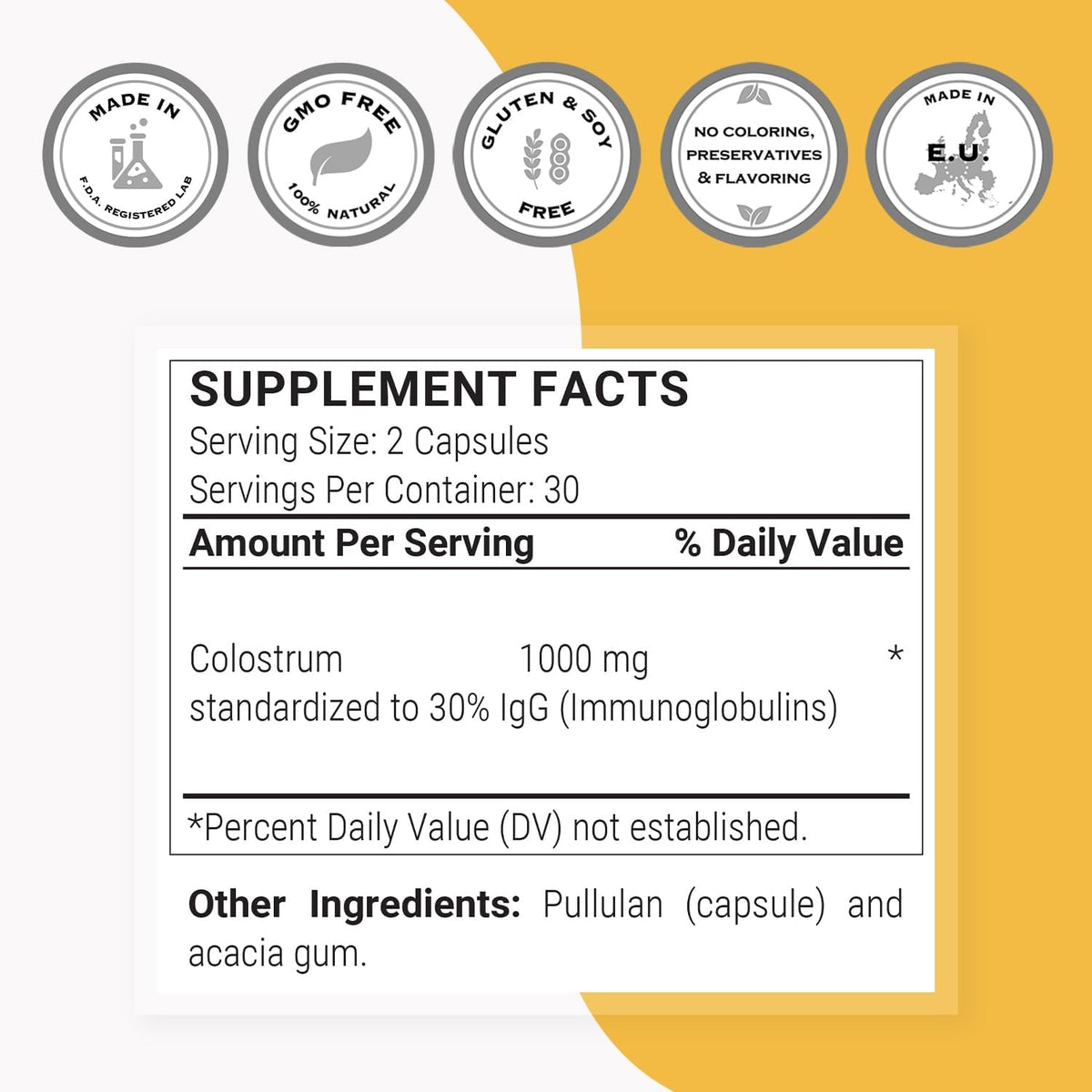 Supersmart - Colostrum 1000 mg - 30% IgG - Immune Support - 60 DR Capsules - görsel 4