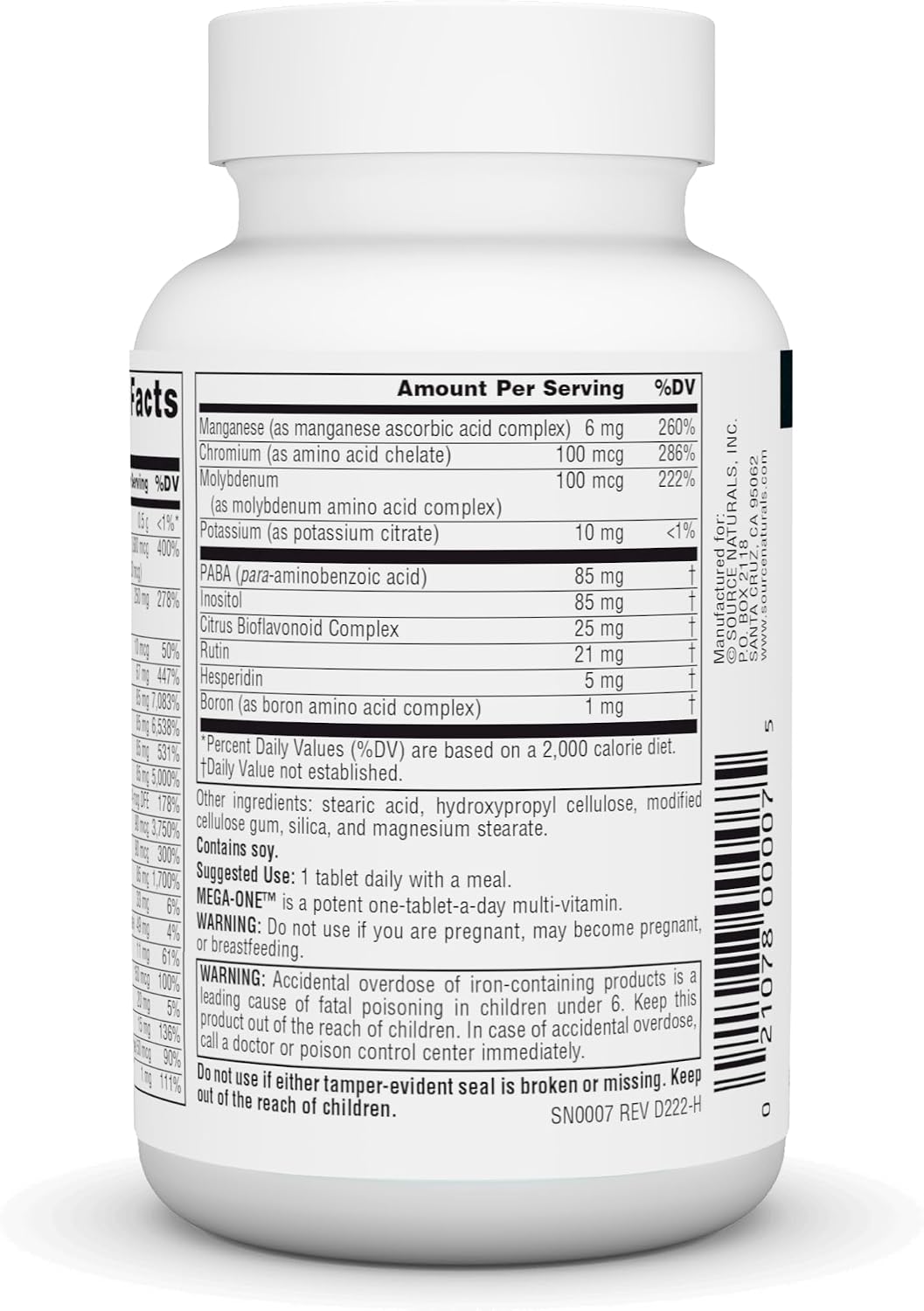 Source Naturals Mega-One Multivitamin with Minerals - 30 Tablets - görsel 3
