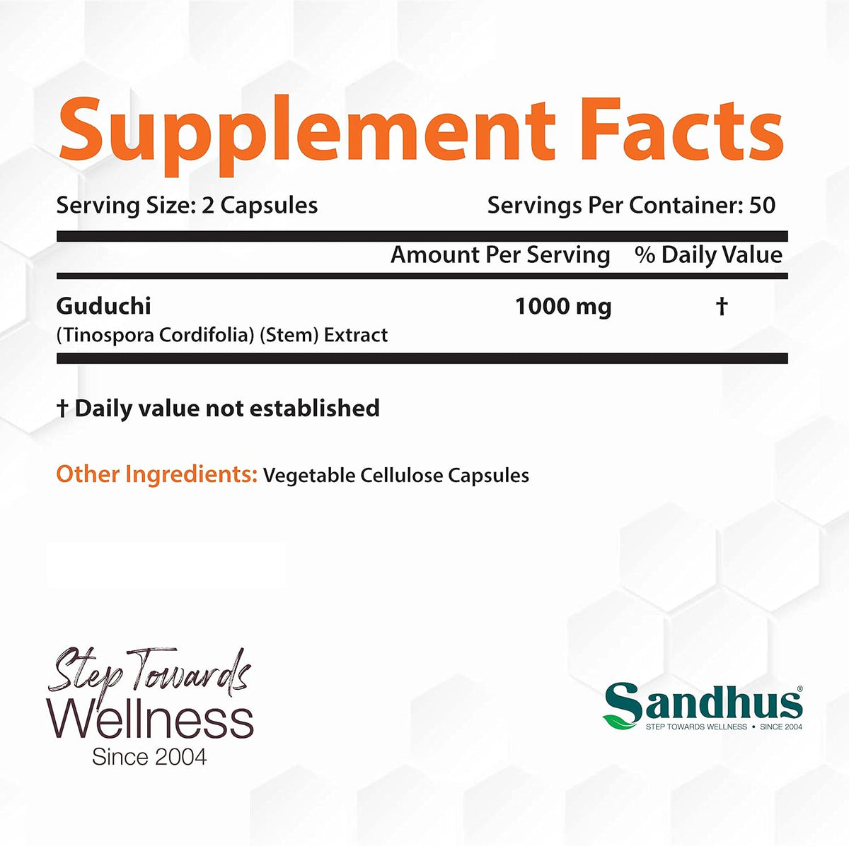 Sandhu's Guduchi (Tinospora Cordifolia) Giloy 100 Vegetarian Capsules 1000mg per Serving - görsel 2