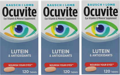 Bausch + Lomb Ocuvite Vitamin and Mineral Supplement with Lutein, 120 Tablets (Pack of 3)