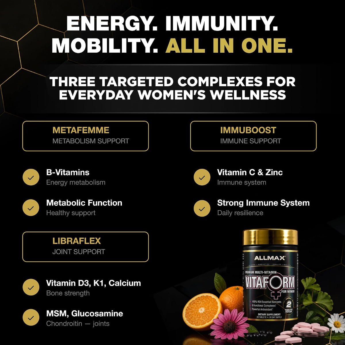 ALLMAX VITAFORM - Premium Multivitamin for Women - 60 Tablets - görsel 5