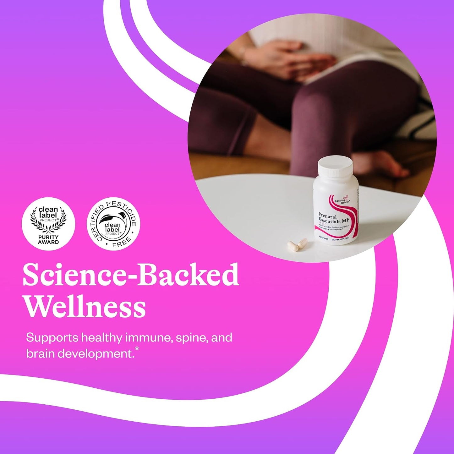 Seeking Health Prenatal Essentials MF - Methyl-Free Prenatal Vitamins with D3, K2, Zinc, and B12 - 60 Vegetarian Capsules - görsel 4