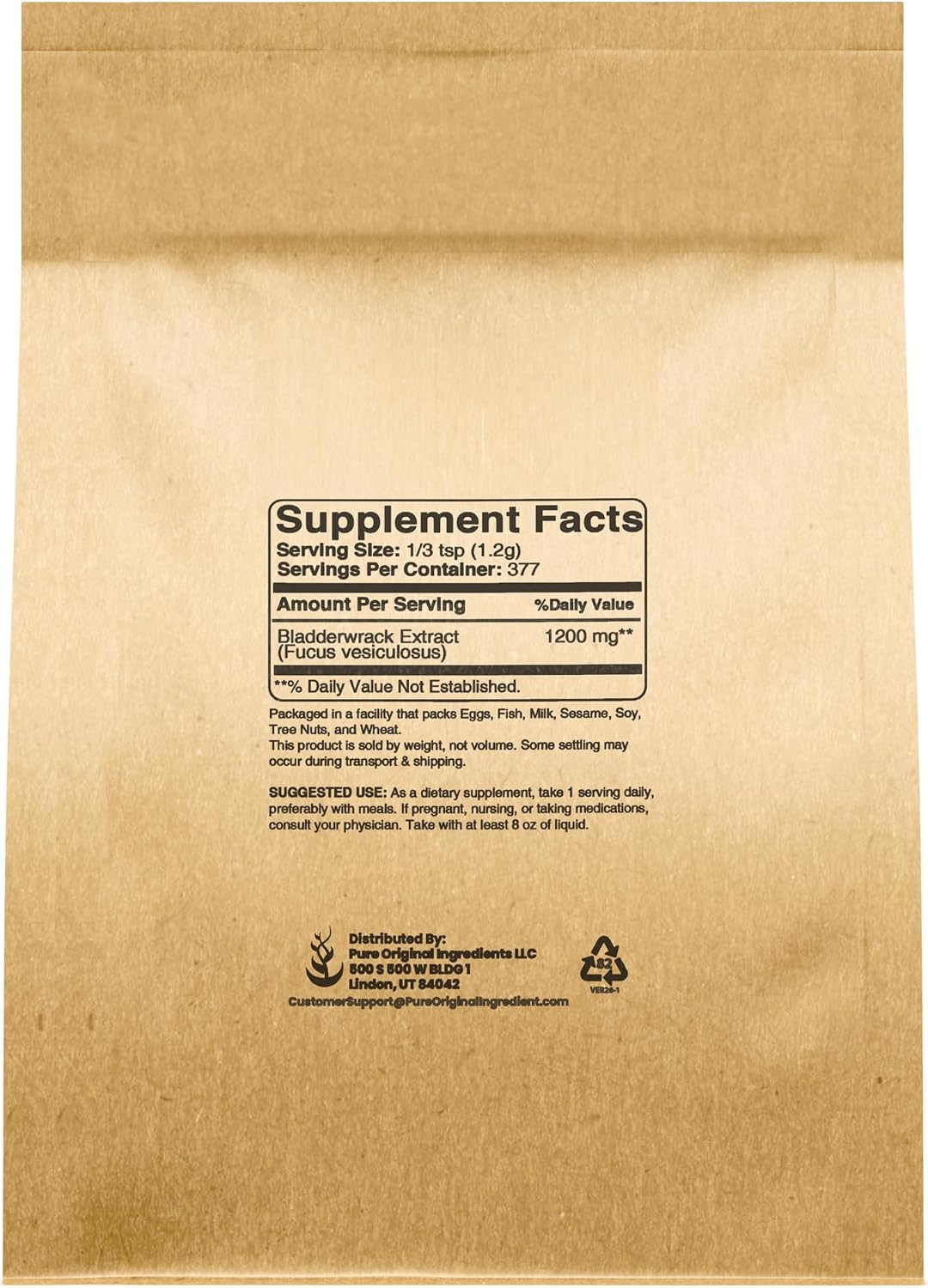 Pure Original Ingredients Bladderwrack Powder (1lb | 454g) Fucus Vesiculosus, Herbal Supplement - görsel 2