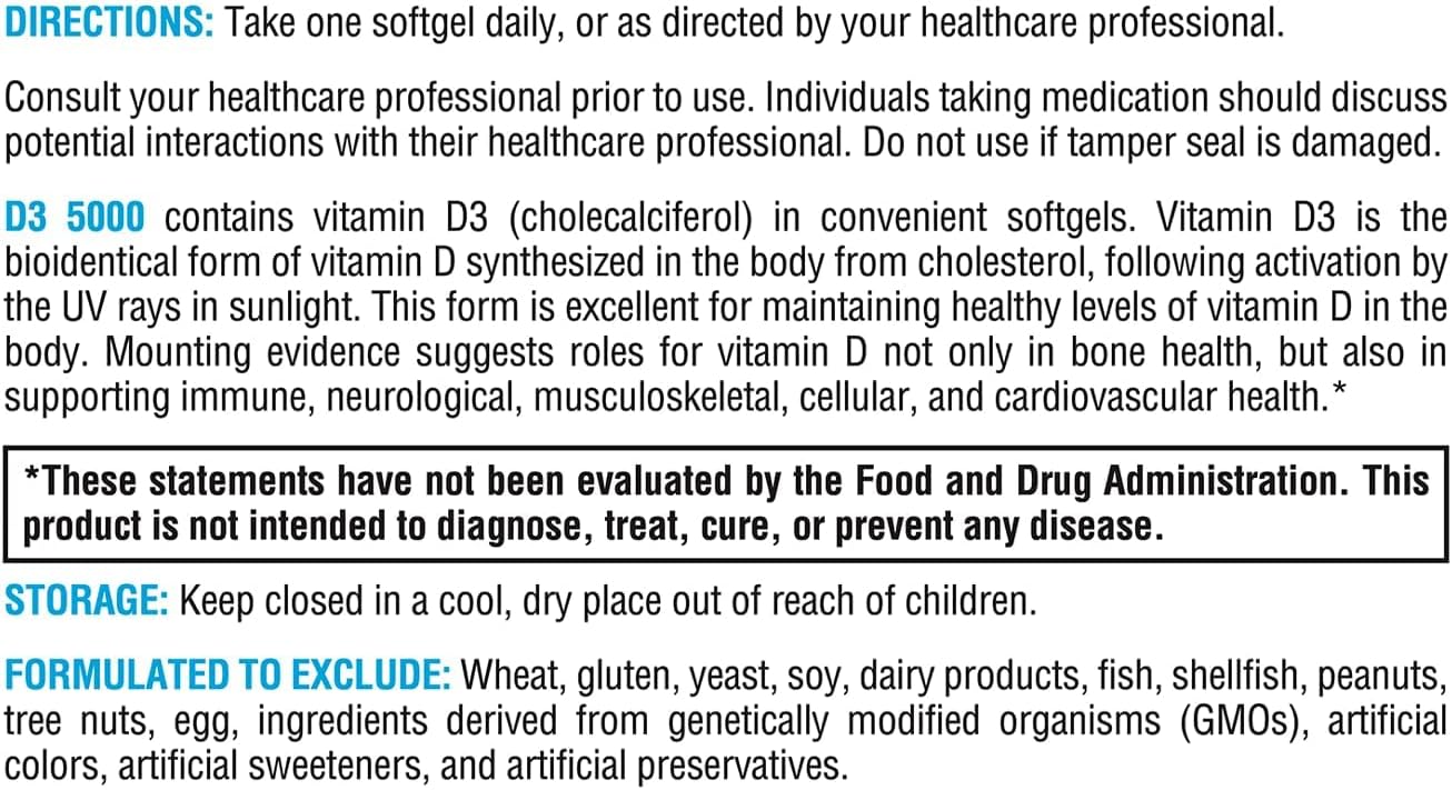 XYMOGEN D3 5000 - Bio-available Vitamin D3 5000 IU (125 mcg) - High Strength Vitamin D Food Supplement, 60 Softgels - görsel 4