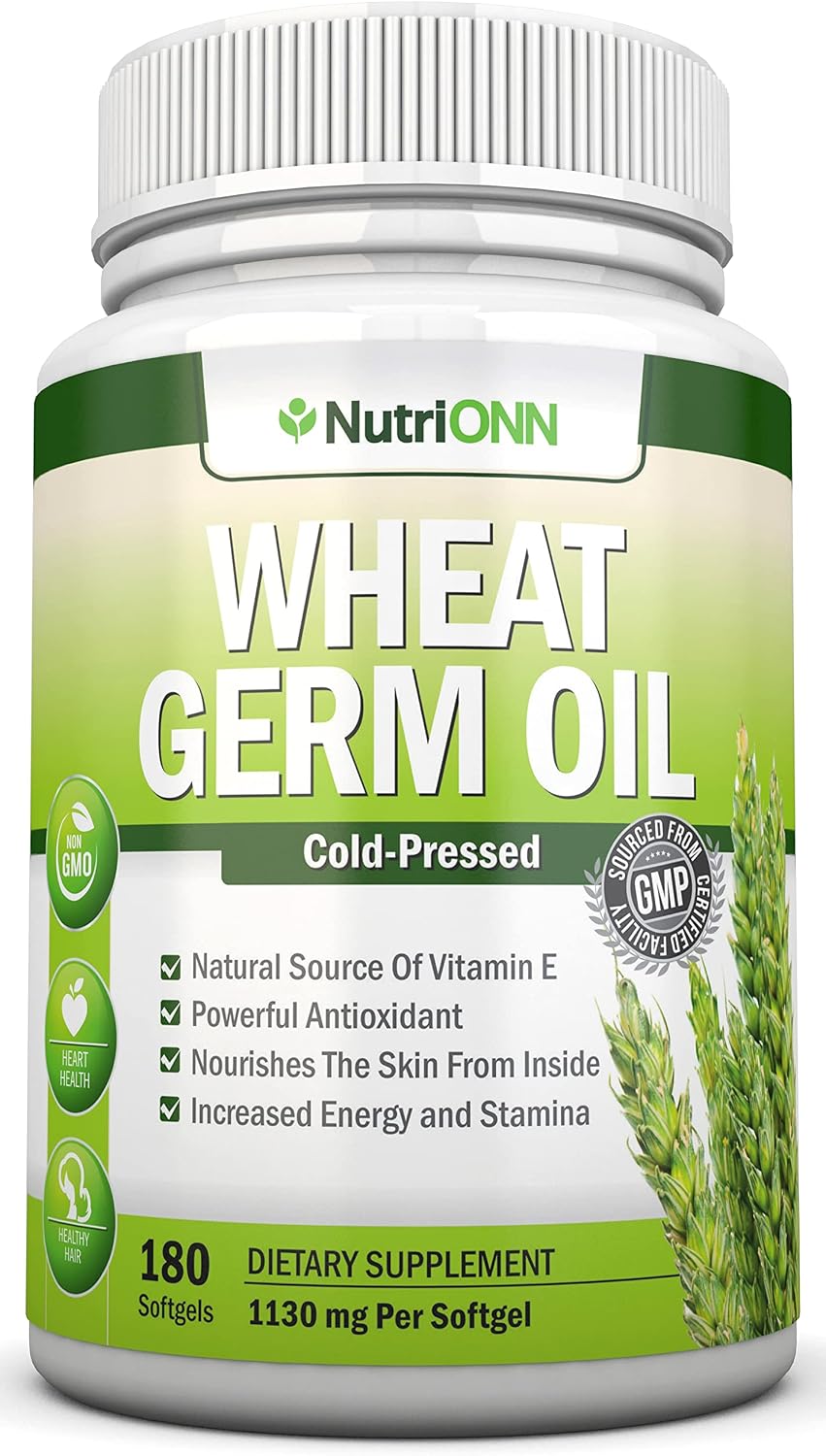 Wheat Germ Oil – 1130 mg – 180 Soft Capsules – Cold-Pressed & Non-GM – Natural Source of Vitamin E - görsel 1