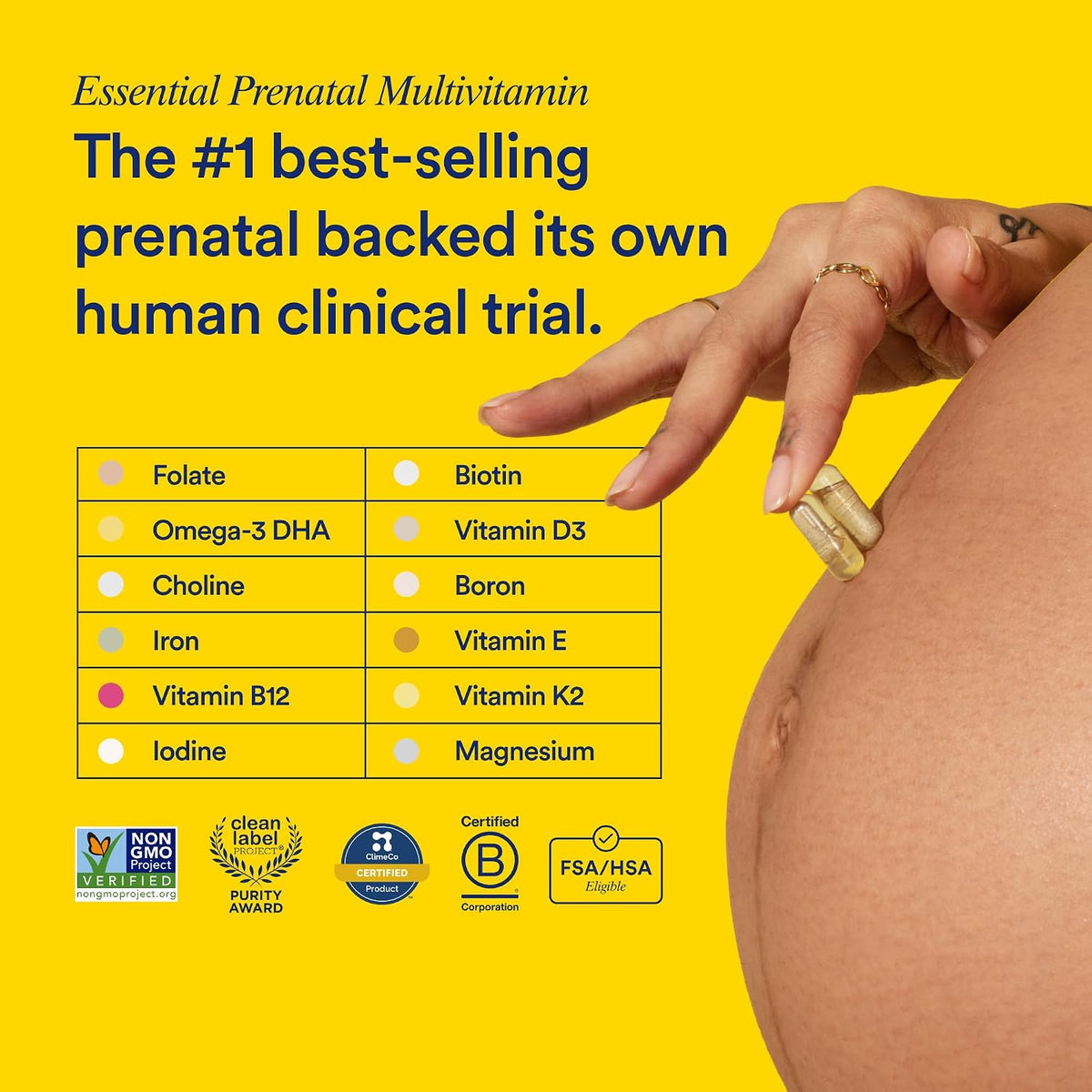 Ritual Prenatal Multivitamin for Women - Essential Prenatal Vitamins with Folate, Choline, Omega-3 DHA, Iron - Vegan - Mint Flavour - 60 Capsules - görsel 2