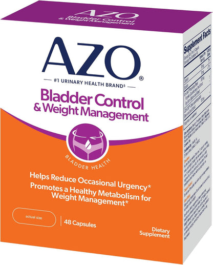 AZO Bladder Control with Go-Less & Weight Management Food Supplement - 48 Capsules