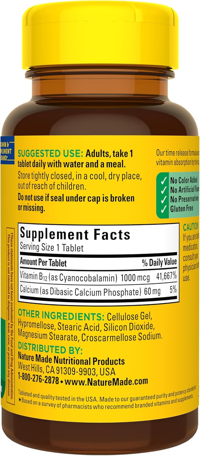 Nature Made Vitamin B12 1000 mcg Time Release Tablets, 75 Tablets - görsel 8