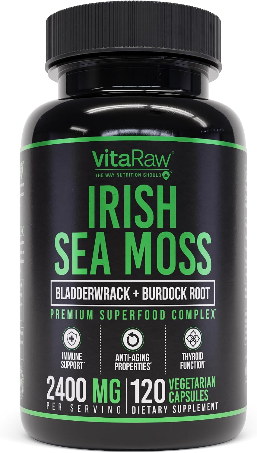 VitaRaw Organic Irish Sea Moss Capsules - 2400 mg for Immune & Joint Health - görsel 1