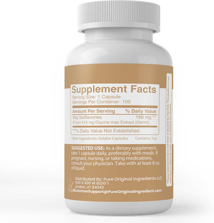 Pure Original Ingredients Soya Isoflavones, 100 Capsules