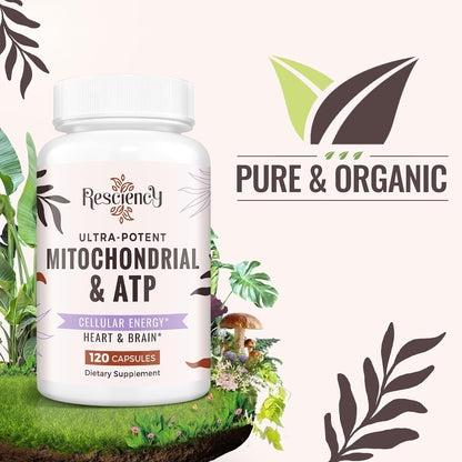Resciency 2326 mg Mitochondrial Supplement with ATP, CoQ10, PQQ, and Organic Ingredients - 120 Capsules