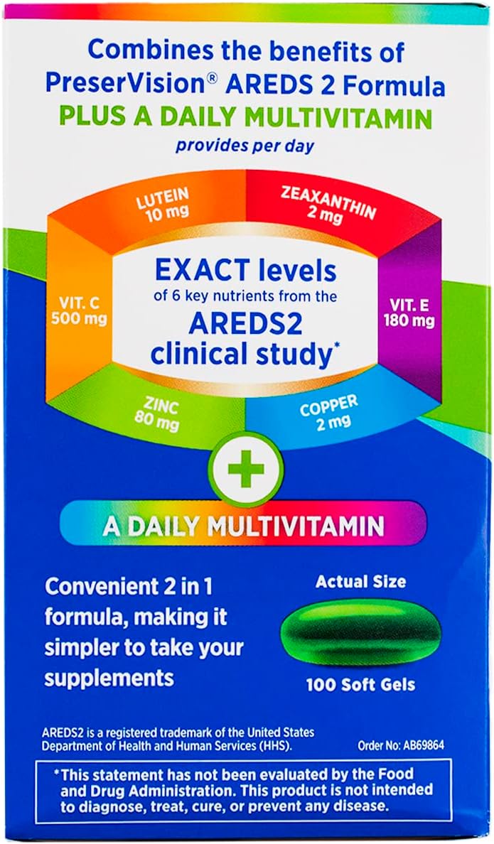 Bausch + Lomb PreserVision Eye Vitamin Mineral, 100 Soft Gels (Pack of 2) - görsel 2