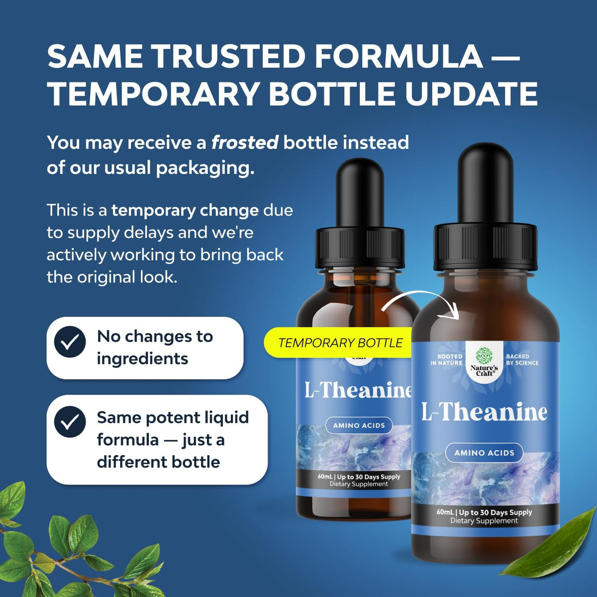 Natures Craft L-Theanine Liquid Drops - 200mg with Chamomile, 60 ml - görsel 2