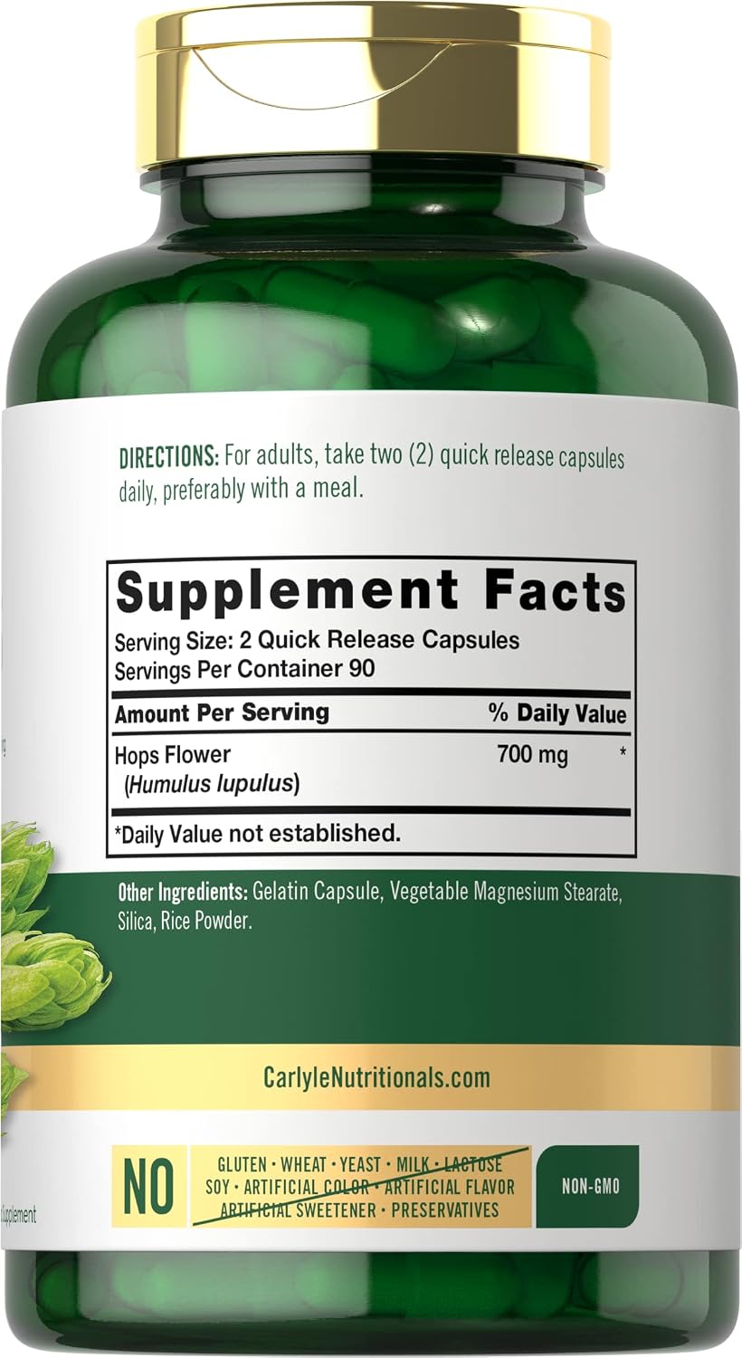 Carlyle Hops Food Supplement 700mg | 180 Capsules | Non-GM & Gluten-free | Traditional Herb - görsel 2