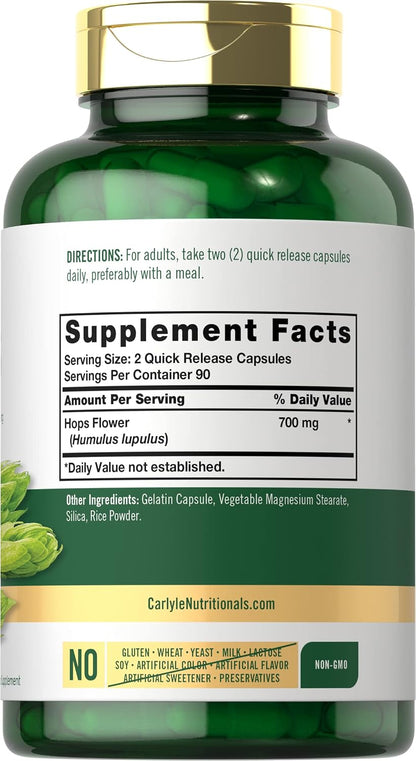Carlyle Hops Food Supplement 700mg | 180 Capsules | Non-GM & Gluten-free | Traditional Herb