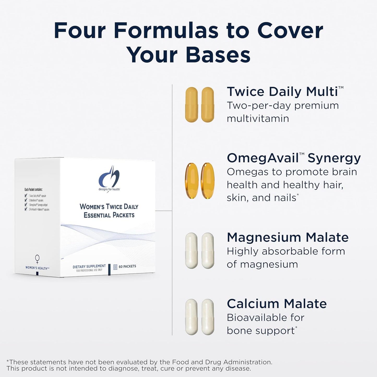 Designs for Health Twice Daily Essential Sachets – Daily Multivitamin with Omega-3 Fish Oil, Calcium, Magnesium and Chelated Minerals (60 Sachets) - görsel 3