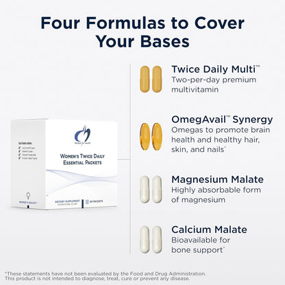 Designs for Health Twice Daily Essential Sachets – Daily Multivitamin with Omega-3 Fish Oil, Calcium, Magnesium and Chelated Minerals (60 Sachets)