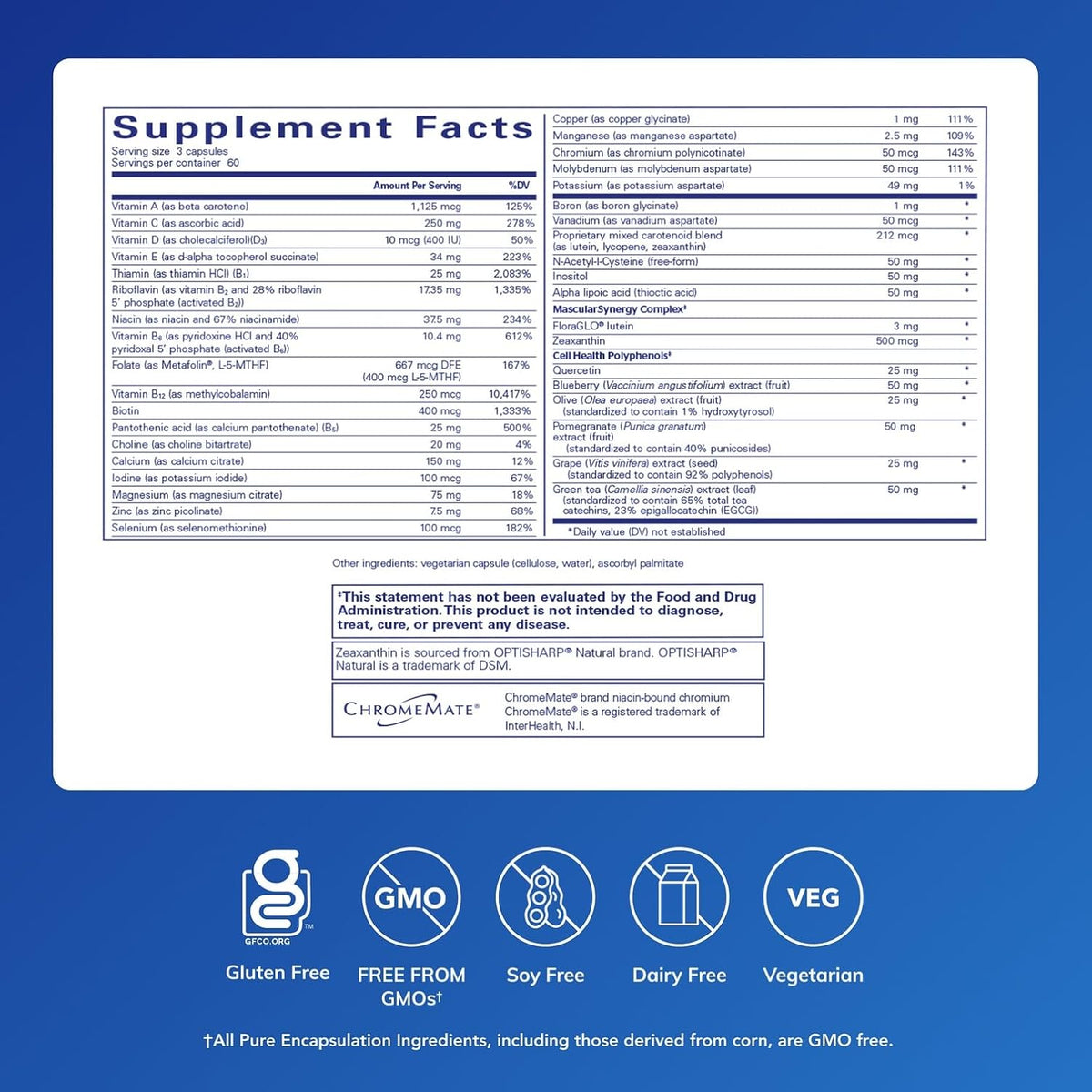Pure Encapsulations Polyphenol Nutrients – Hypoallergenic Multivitamin & Mineral Formula with Lutein, Zeaxanthin, and Polyphenol Blend, 180 Capsules - görsel 2
