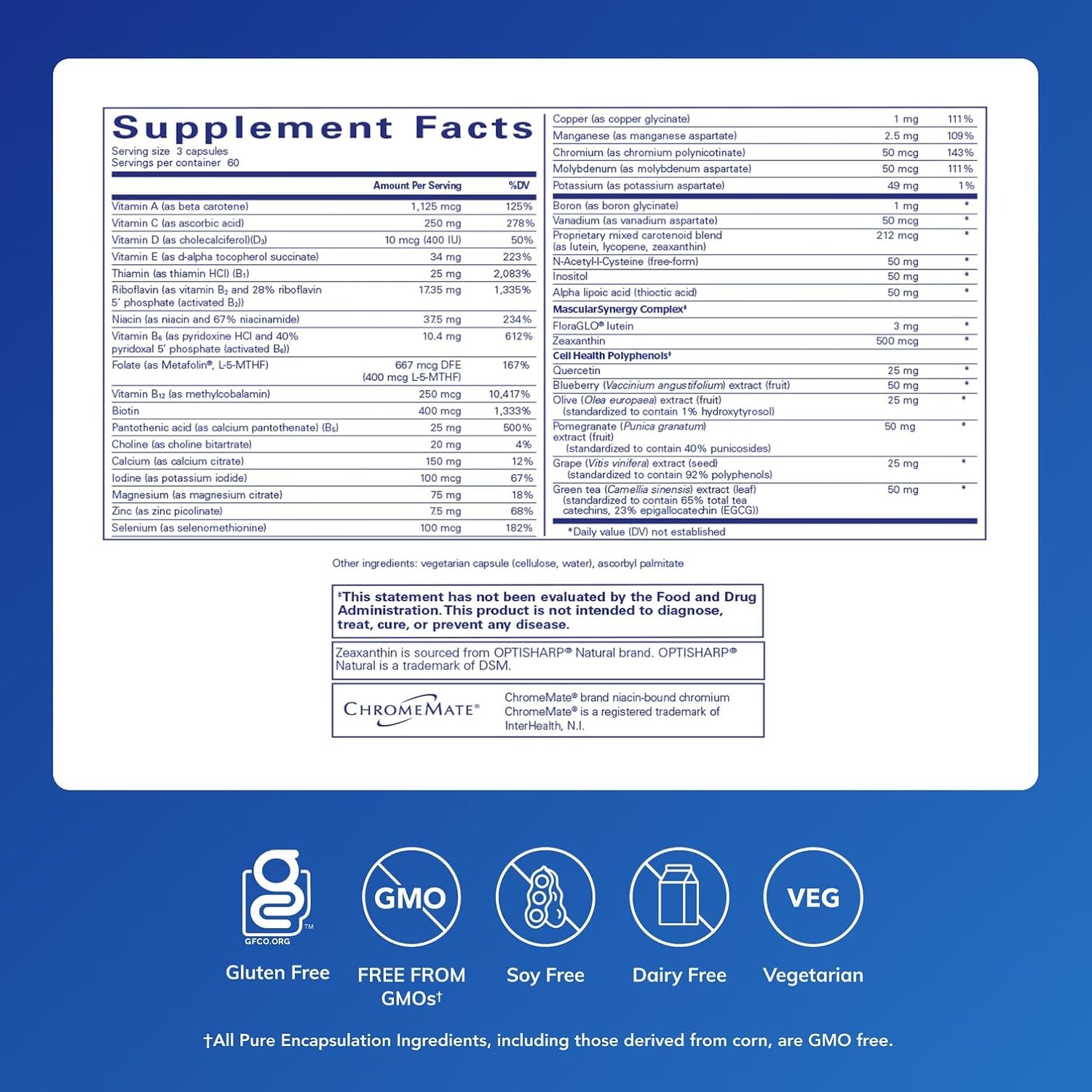Pure Encapsulations Polyphenol Nutrients – Hypoallergenic Multivitamin & Mineral Formula with Lutein, Zeaxanthin, and Polyphenol Blend, 180 Capsules - görsel 2