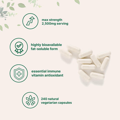 Liposomal Vitamin C 2,500mg, 240 Veggie Capsules – Immune Support & Antioxidant Supplement