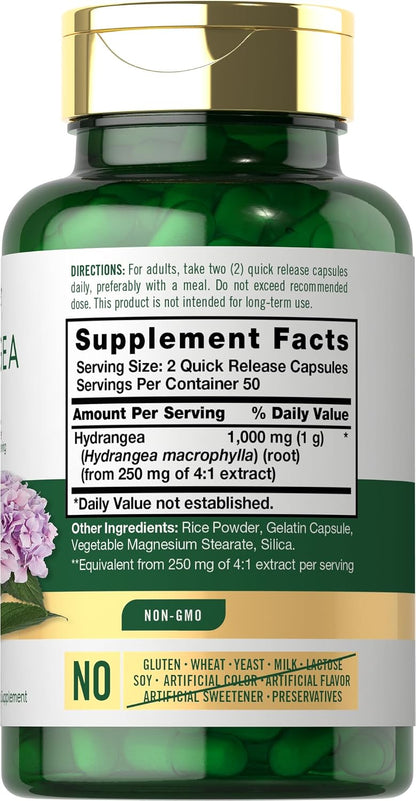 Carlyle Hydrangea Root Capsules | 100 Count | Non-GMO, Gluten-free Extract