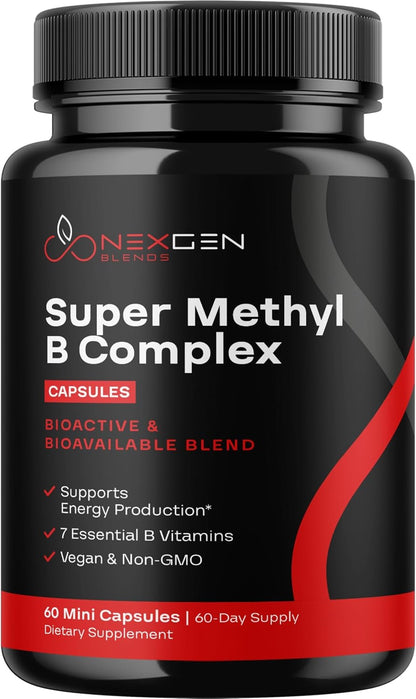 Methylated B Complex Food Supplement - Bioactive with 5-MTHF & Methylcobalamin