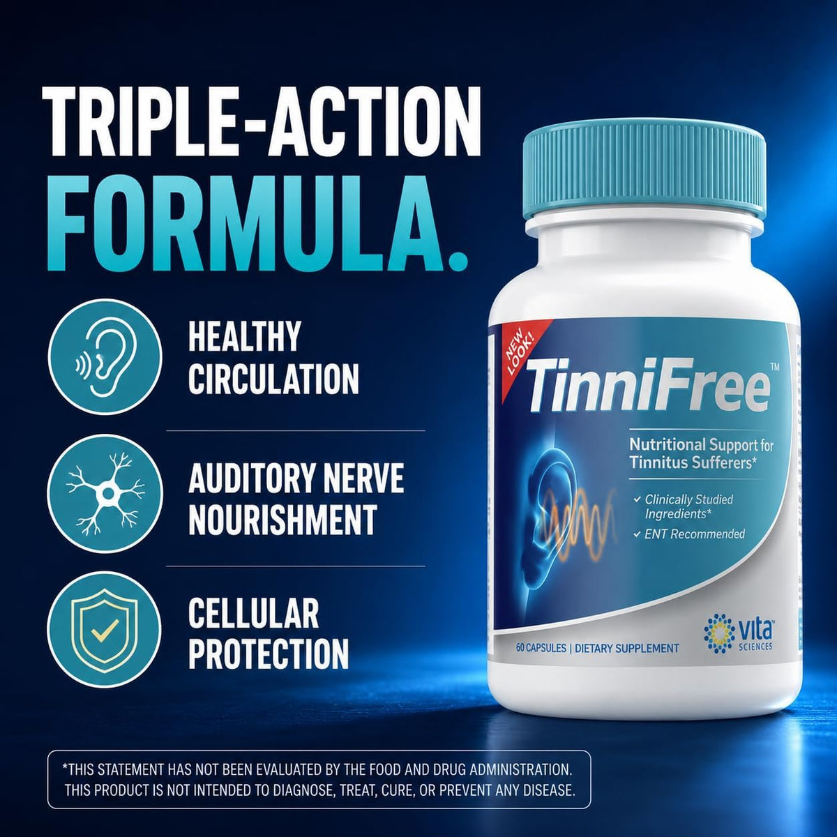 TinniFree Ear & Hearing Support Food Supplement – 23 Premium Ingredients with Ginkgo Biloba, CoQ10, Magnesium & B12 – 60 Capsules - görsel 4