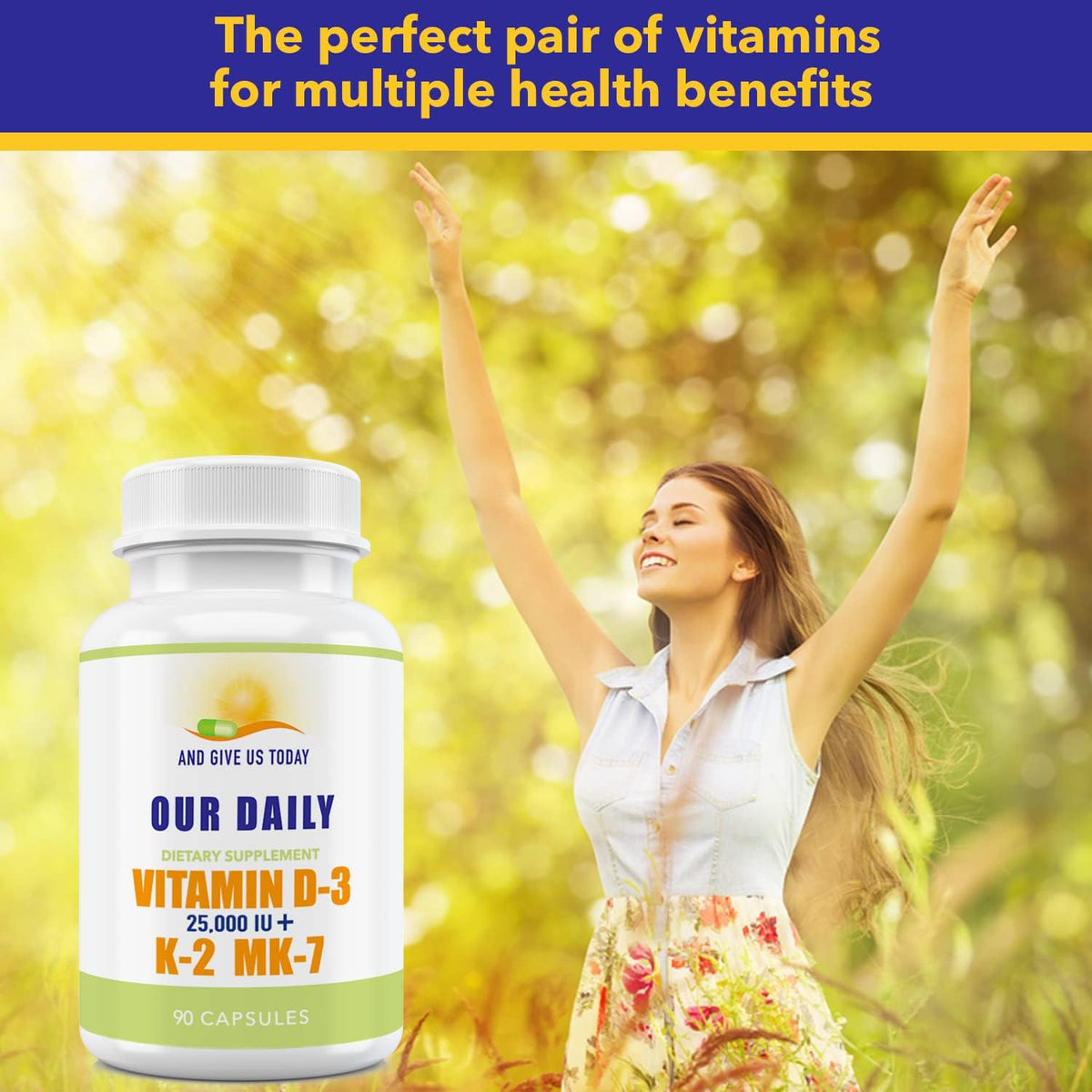 Our Daily Vites Vitamin D-3 25,000 IU + K2 - High Potency D3 with Vitamin K for Bone, Immune, Mood and Cardiovascular Support - görsel 2