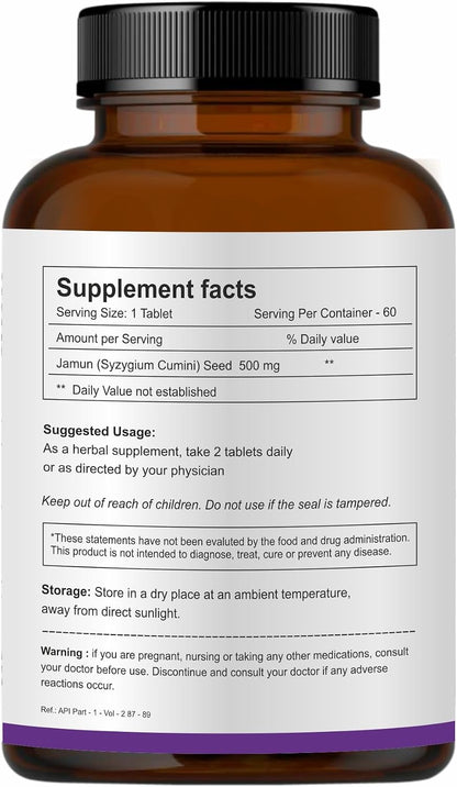 Herb Essential Jamun Seed Tablets 500mg – 60 Count