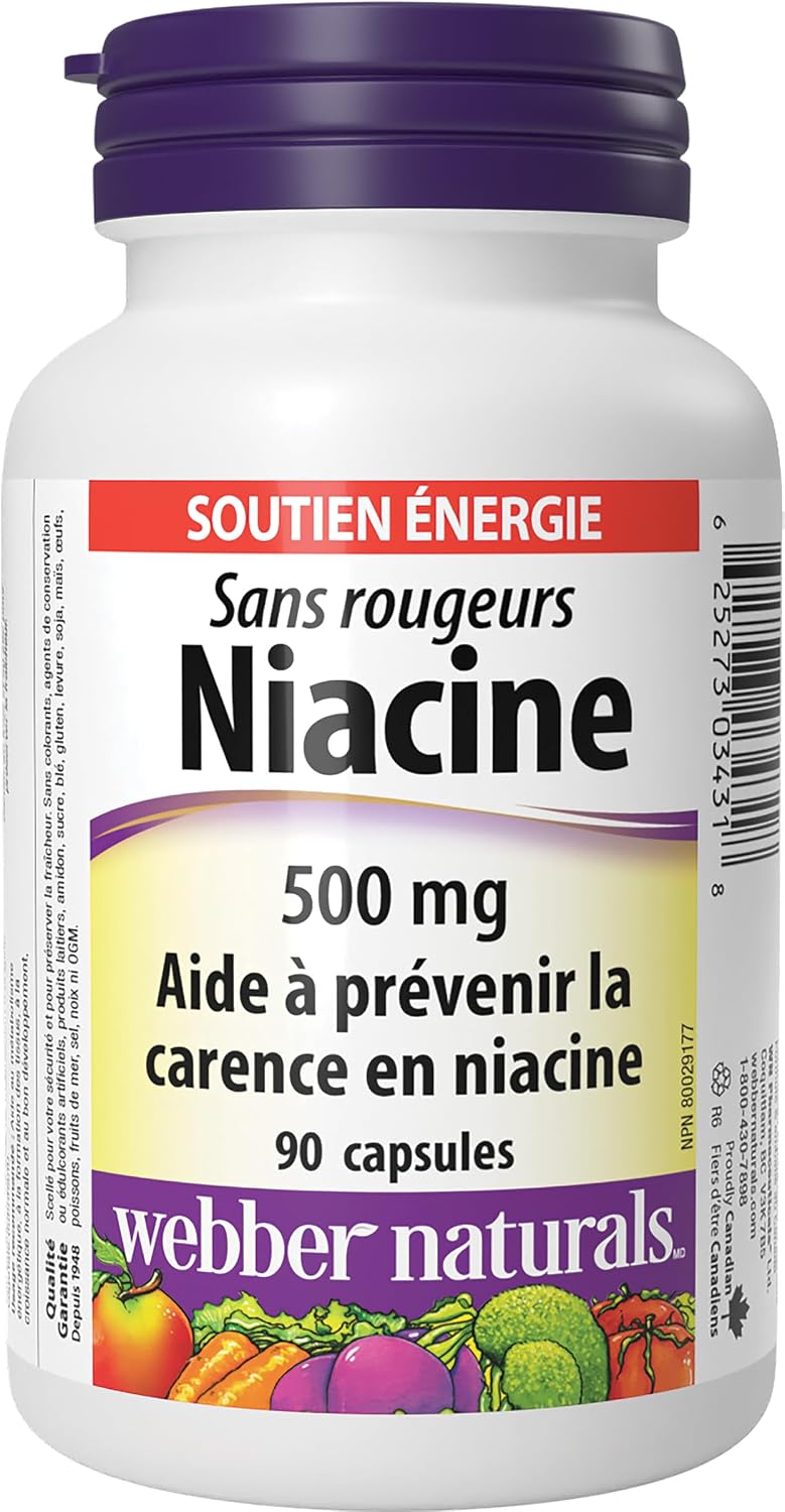 Webber Naturals No Flush Niacin Vitamin B3 Capsules, 500mg, 90 Capsules - görsel 2