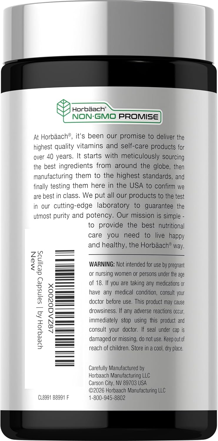 Horbaach Skullcap Herb Extract - 200 Capsules - görsel 3