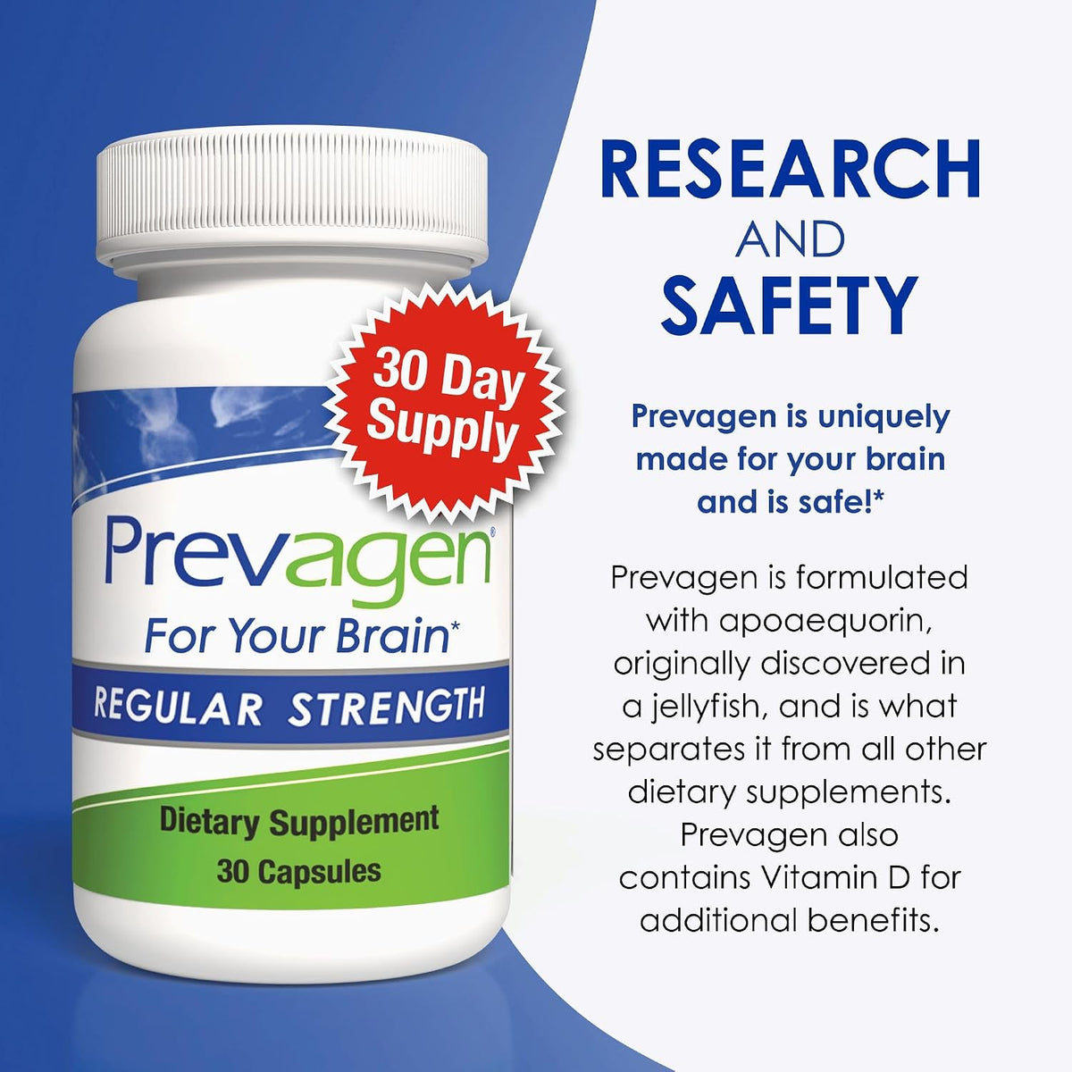 Prevagen Regular Strength - 30 Capsules (1 Month's Supply) with 10mg Apoaequorin & Vitamin D3 - görsel 9